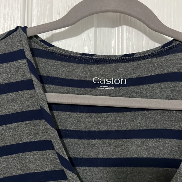 Navy and gray striped knit dress - Picture 2 of 3